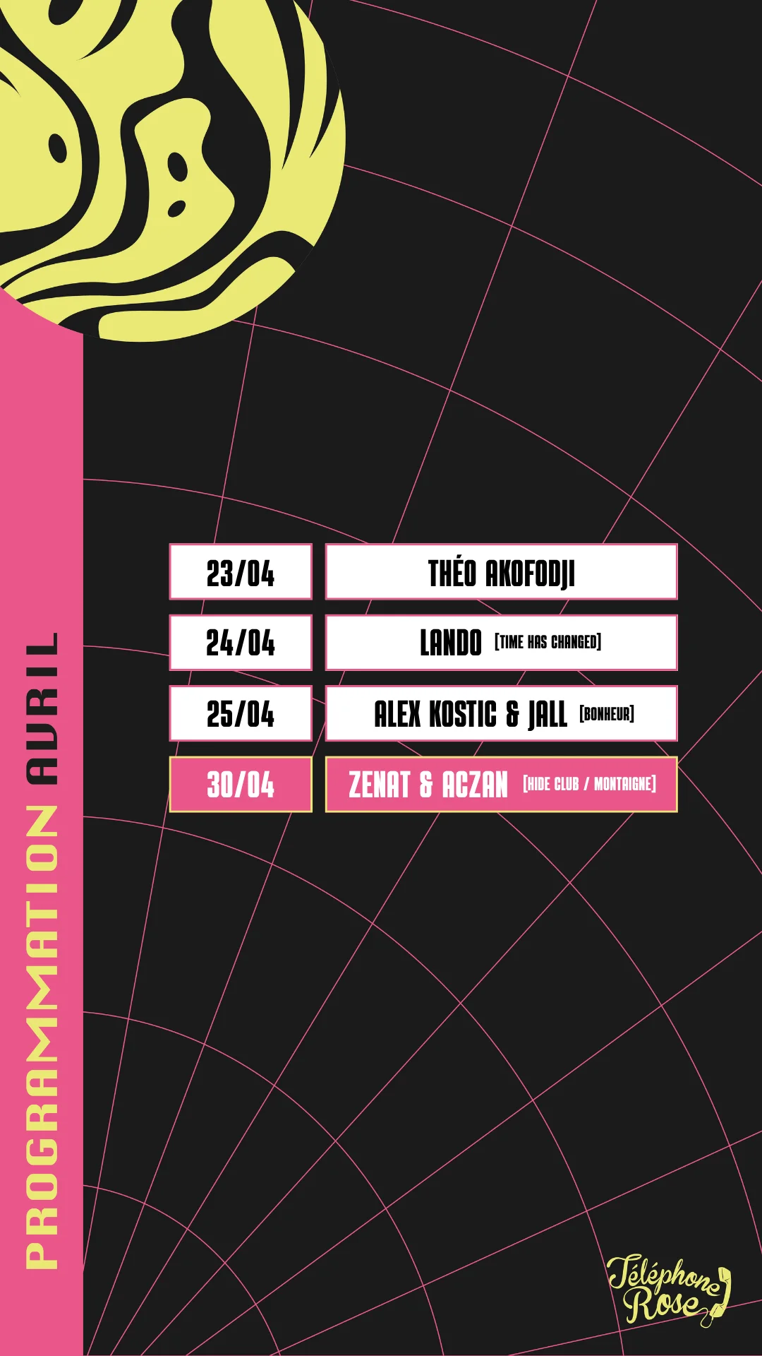 23, 24, 25 et 30 Avril